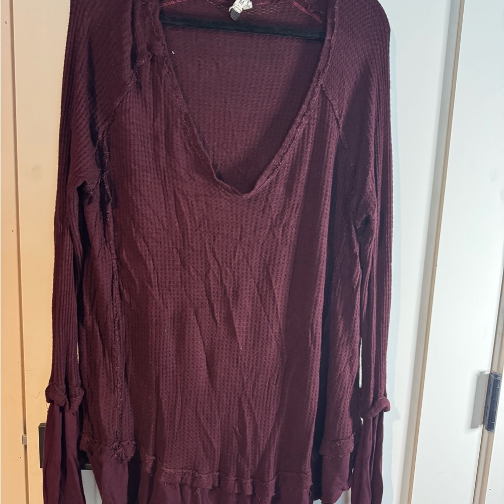 We The Free Red Long Sleeve Ribbed Tunic
